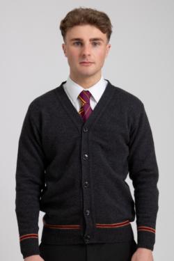 SCARLET AND GOLD CARDIGAN 100% LAMBSWOOL